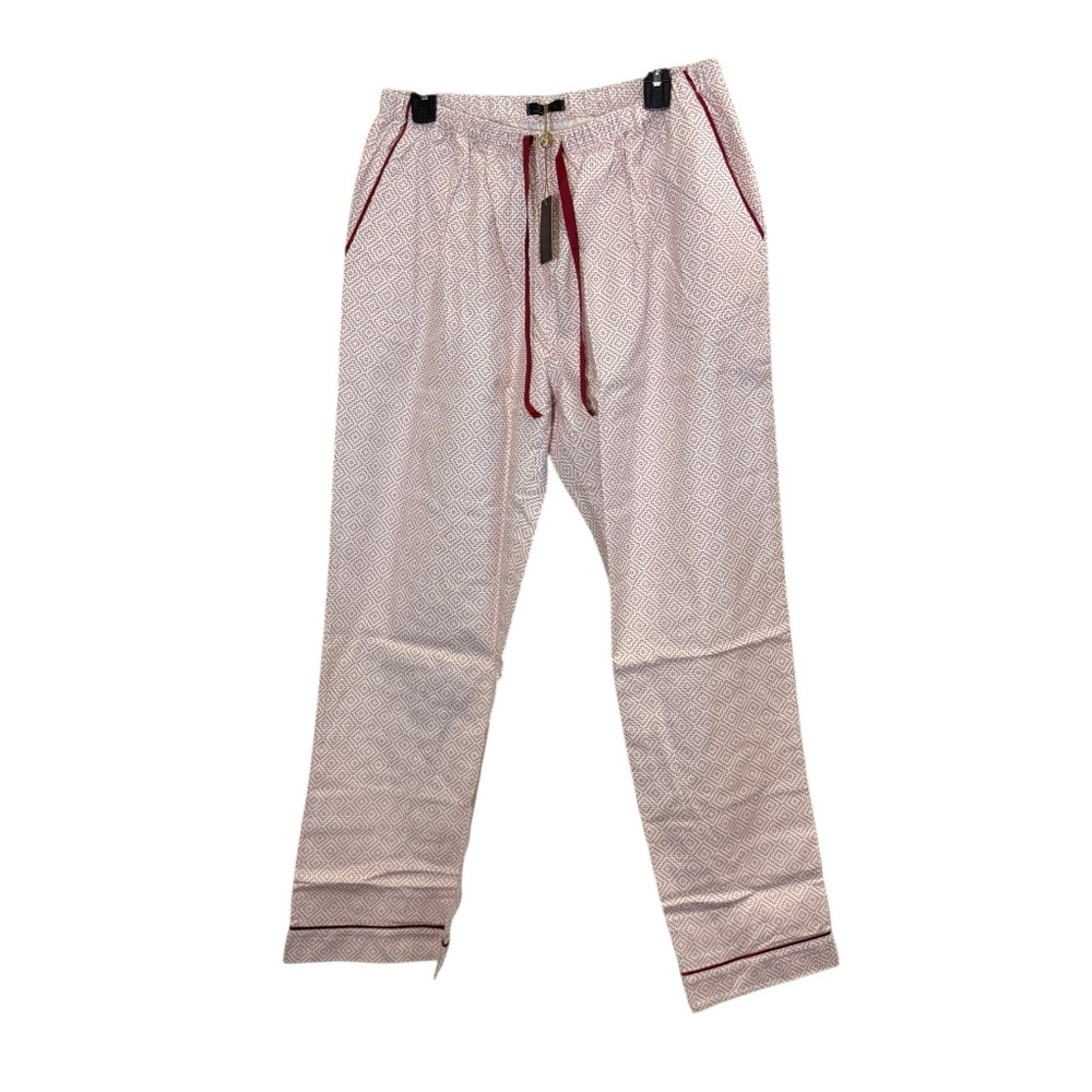 Noble Mount Women’s Flannel White and Red Comfy Soft Pajama Lounge Bottoms Sz L